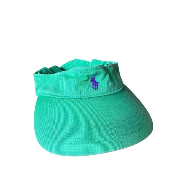 Polo Ralph Lauren Green & Purple Embroidered Logo Adjustable Sun Visor - Picture 1 of 3